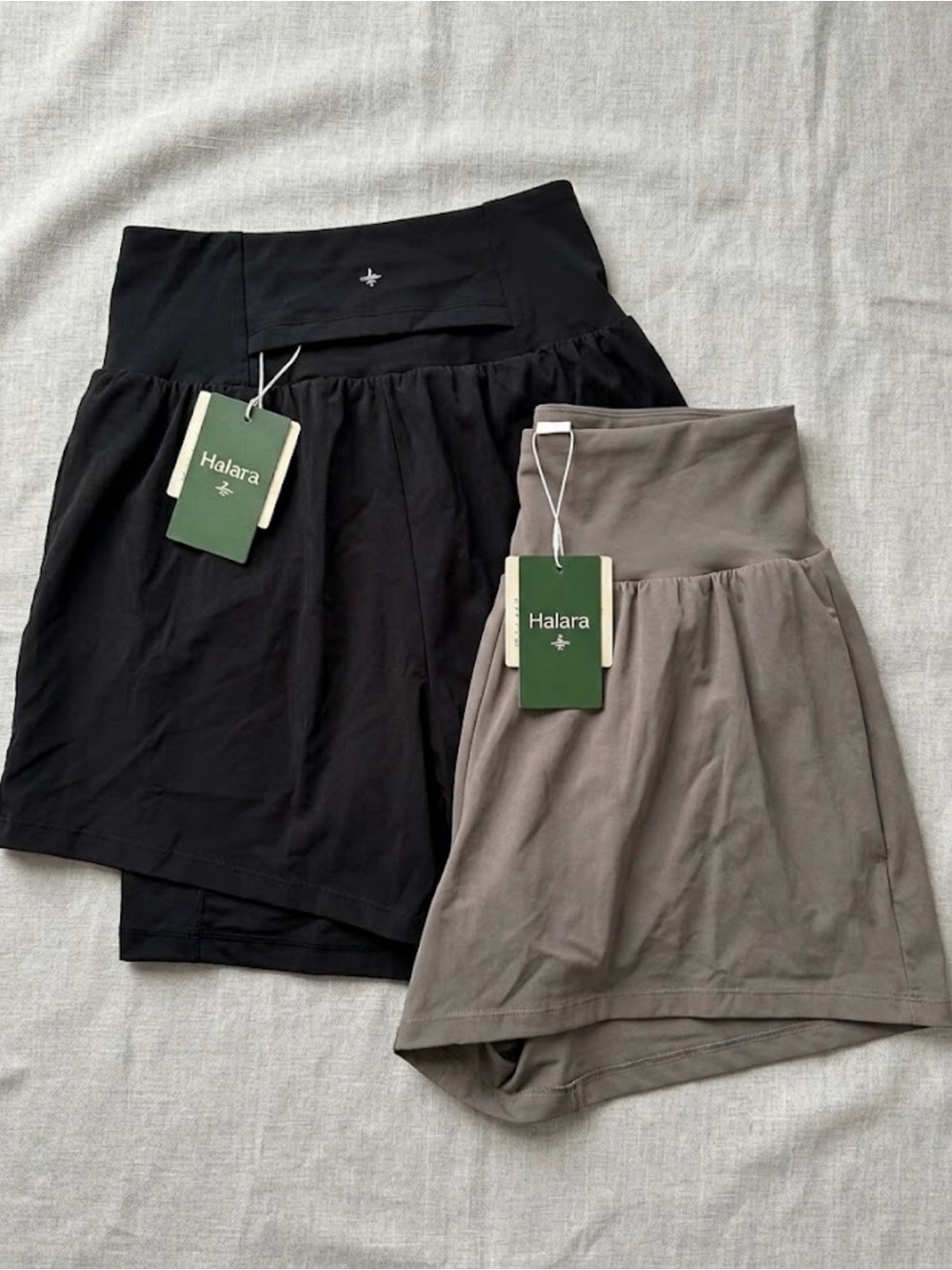 BUNDLE 2 NWT Halara Softlyzero Airy Flowy 2-in-1 Athletic Shorts L Black Gray